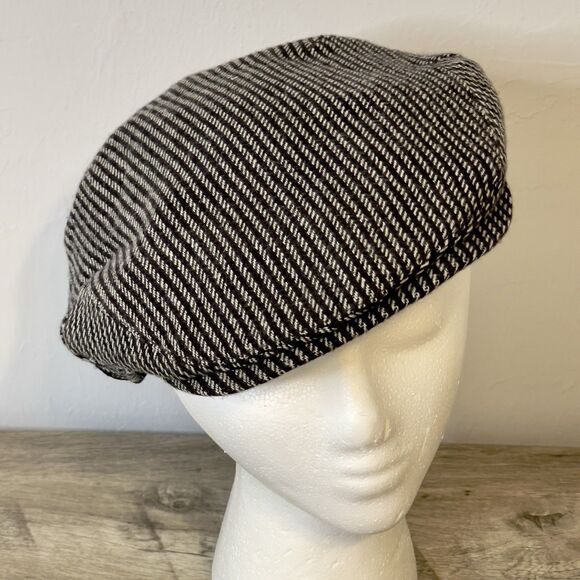 Vtg Cap Hat Wigens 100% Cashmere Leather Newsboy Cabbie Handmade Black 7-5/8 - Picture 3 of 10